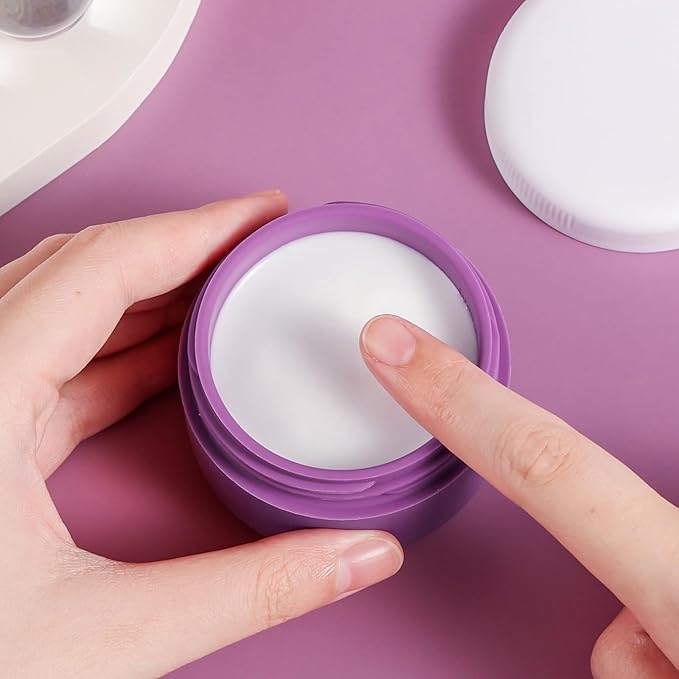 Travel Containers for Toiletries, Silicone Cream Jars BPA-Free, Leak-proof 2oz Travel Size Containers, Portable Size Silicone Jars with Lid for Cosmetic Face Hand Body Cream (4 Pack)