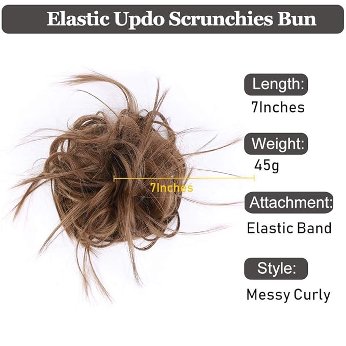 HMD Tousled Updo Messy Bun Hair Piece Hair Extension Ponytail With Elastic Rubber Band Updo Extensions Hairpiece Synthetic Hair Extensions Scrunchies Ponytail Hairpieces for Women