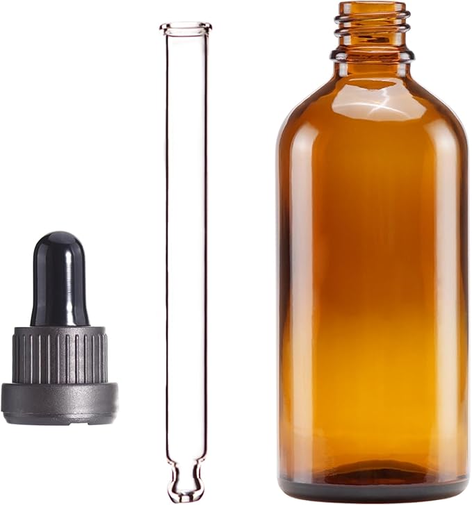 YIZHAO Amber Glass Dropper Bottle 4oz, Tincture Bottles with Glass Dropper, for Essential Oils, Aromatherapy, Cosmetic, Laboratory, Pharmacy, Liquids, Travel –4 Pcs