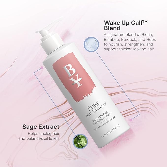 Better Not Younger Wake Up Call Volumizing Biotin Shampoo 8.4 fl oz – Designed for Women Over 40 with Thinning Hair - Volumizes, Lifts & Nourishes - Sulfate Free, Color - Safe Shampoo for Fine Hair.