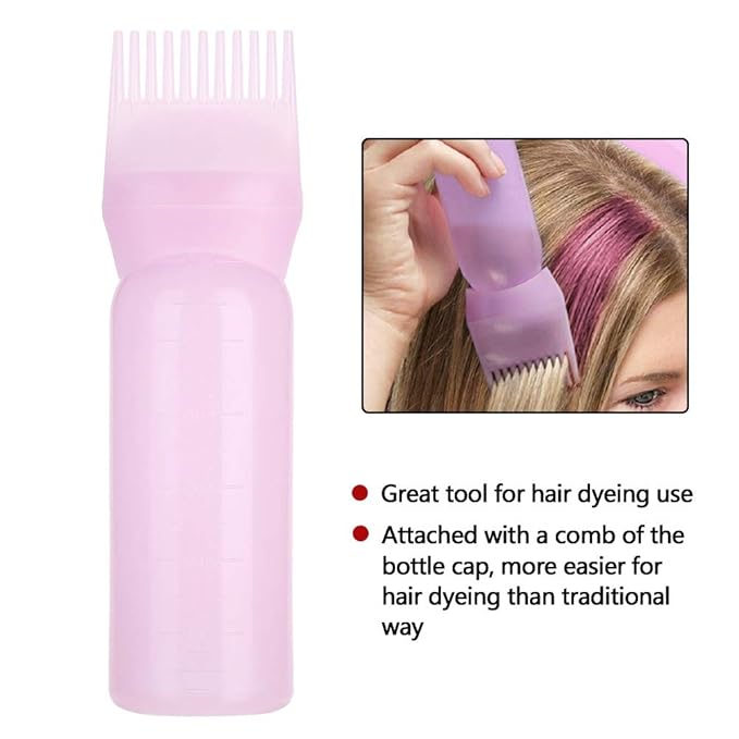 Yinhing Hair Dyeing Bottle, Hair Color Applicator Bottle, 3 Colors Hair Dyeing Bottle Brush Shampoo Hair Color Oil Comb Applicator Tool for Salon Home Supplies ()