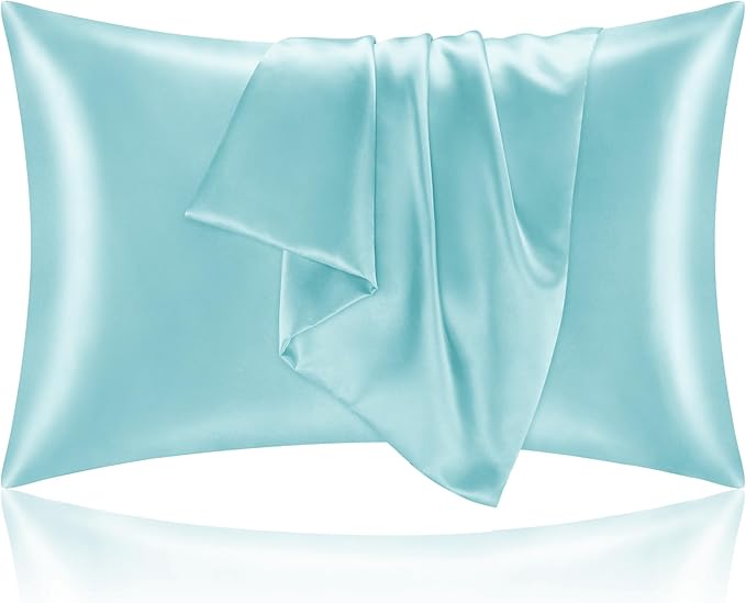 BEDELITE Satin Pillowcase for Hair and Skin, Super Soft and Cooling Similar to Silk Pillow Cases 2 Pack with Envelope Closure, Gift for Women Men(20"x30" Queen Size, Blue)
