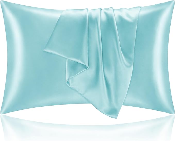 BEDELITE Satin Pillowcase for Hair and Skin, Super Soft and Cooling Similar to Silk Pillow Cases 2 Pack with Envelope Closure, Gift for Women Men(20"x40" King Size, Blue)