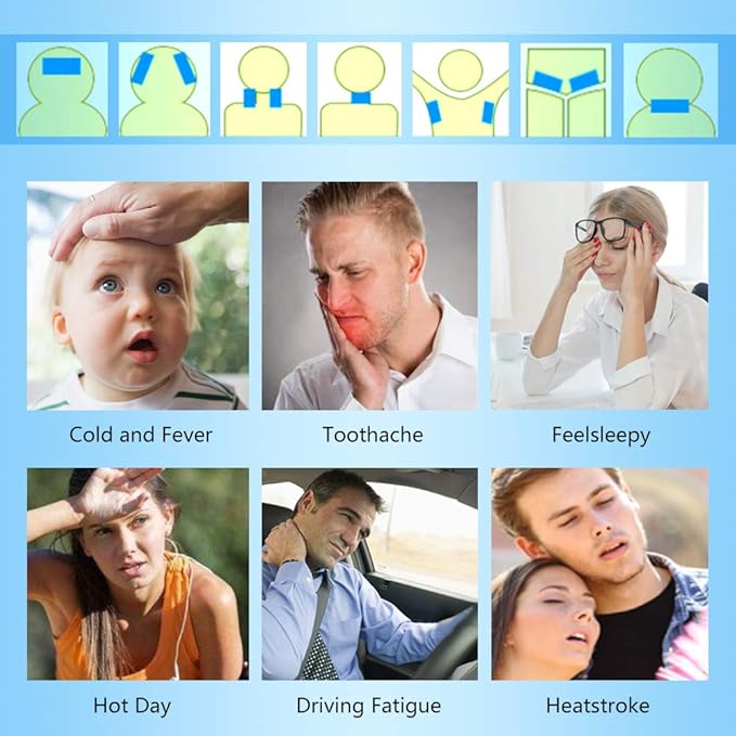 40 Sheets EasYeah Cooling Patches for Fever Discomfort & Pain Relief, Cooling Relief Fever Reducer, Soothe Headache Pain, 10 Count Per Box (4 Boxes)