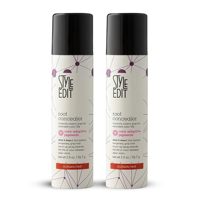 Style Edit Auburn/Red Root Concealer Touch Up Spray (Multiple Colors Available) - Instantly Covers Greys And Roots - Professional Salon Quality Grays Cover Up Hair Products for Women Auburn Red 2 Ounce (Pack of 2)