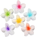Flower Hair Clips 6 PCS Hawaiian Claw Clips for Vacation Hibiscus Hair Claw Clips Cute Large Hair Clips for Thick and Thin Hair Plumeria Hair Accessories for Women Girls -White Colorful
