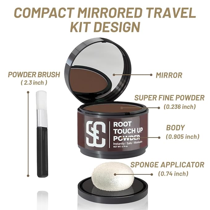 SOVONCARE Hairline Powder - Root Touch Up & Gray Hair Concealer for Men and Women, Instantly Covers Thinning Hair and Bald Spots, Natural-Looking Coverage Hazel Brown