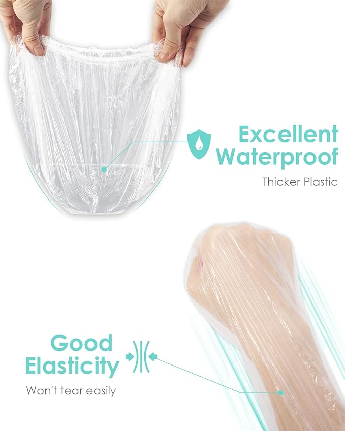Auban 50 PCS Shower Cap Disposable,Bath Caps Larger Thick Clear Waterproof Plastic Elastic Hair Bath Caps For Women Hotel Travel Essentials Accessories Deep Conditioning Hair Care(19.3")