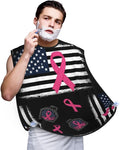 Ultimate Shaving Bib, Beard Trimming Apron with Hair Catcher, Breast Cancer Awareness Ribbon American Flag Black