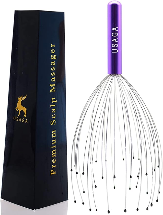 USAGA 36 Fingers Head Massager Scalp Massager Head Scratcher, Stocking Stuffers Gift for Scalp Body Relaxing (Purple)