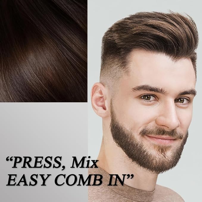 Edbe Hair Color Easy Comb Darkest Brown (2 Pack) - Grey Hair Mustache and Beard Coloring for Men with One Application Kit…