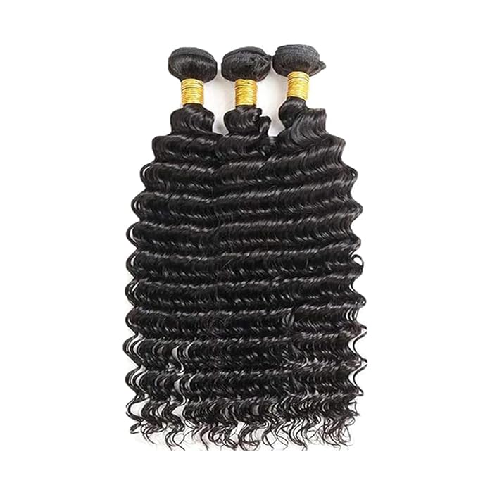 Bundles Human Hair Natural Black Deep Wave Bundle Niegmeag Virgin Remy Hair 3 Bundles 26 28 30 Inch Double Weft Soft and Silky Color 1B Bundle 300g