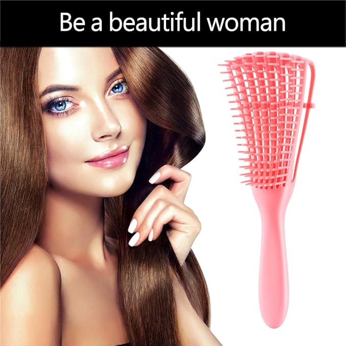 Detangling Brush for Afro American/African Hair Textured 3a to 4c, Kinky Wavy/Curly/Coily/Wet/Dry/Oil/Thick/Long Hair, Women's Knots Detangler Scalp Massage Comb (3 pcs, 3-Pink)