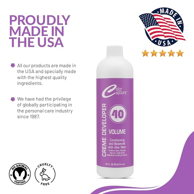 COLOR CAPTUR - 40 Vol Cream Developer, Intense Hair Color Booster - 16 Ounces