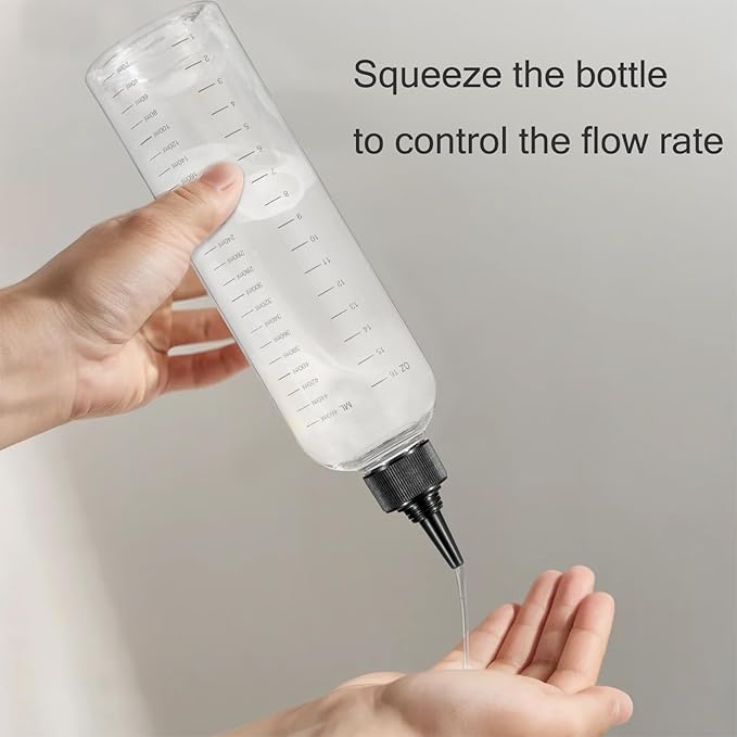 Applicator Bottle for Hair, 16.9oz 2 Packs Color Bottle Applicator with Ratio Graduated Scale, Hair Dye with Black Twist Top Cap