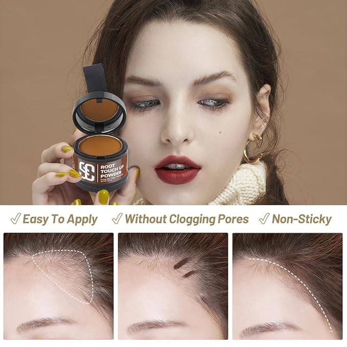 SOVONCARE Hairline Powder - Root Touch Up & Gray Hair Concealer for Men and Women, Instantly Covers Thinning Hair and Bald Spots, Natural-Looking Coverage Copper Red