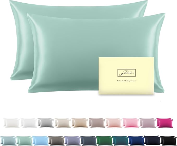 Silk Pillowcase for Hair and Skin,Soft,Breathable and Sliky Silk Pillowcases King Set of 2,Both Sides Natural Mulberry Silk Pillow Cases with Hidden Zipper(King Size 20"X 36",2pcs)