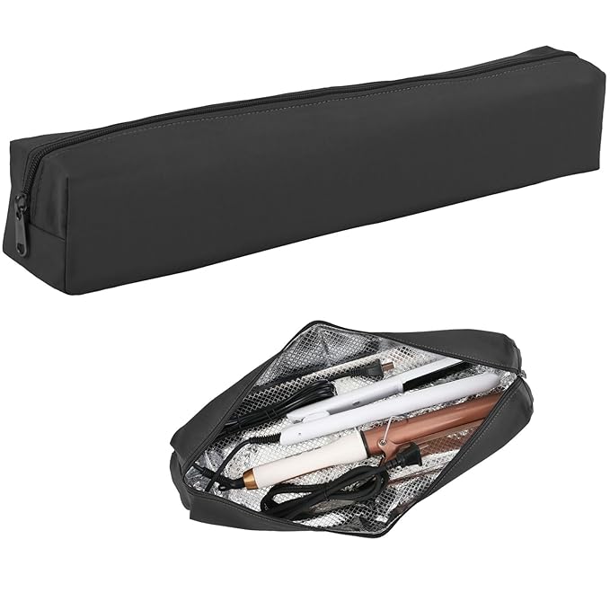 Professional Hot Hair Tools Organizer Bag Portable Travel Heat Resistant Storage Case Pouch for Curling Irons, Flat Irons, Hair Straightener and Styling Tools(17.7" x 3.2"x 3.2")