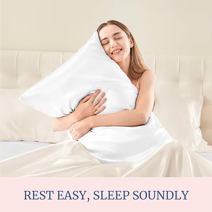 BEDELITE Satin Pillowcase for Hair and Skin, Super Soft Similar to Silk Pillow Cases 4 Pack with Envelope Closure, Cooling Pillowcases for Women Men (20"x36" King Size, White)