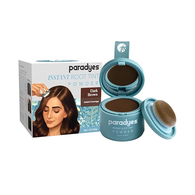 Paradyes Instant Root Tint Hairline Powder - Root Touch Up Hair Color for Gray Coverage - Bald Spot Concealing Hair Powder for Women & Men - 24-Hour Stain-Proof - Dark Brown - 0.14 Ounce