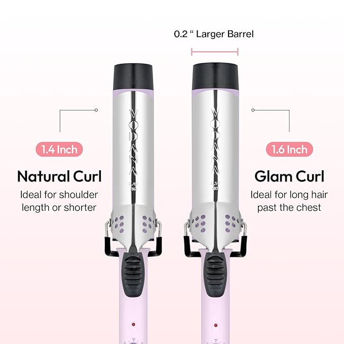 VODANA Professional GlamWave Ceramic Curling Iron, Long-Lasting Natural Curls, Instant Heat, Hair Curler, Curling Wand, Available in USA (1.4 inch, Lavender)
