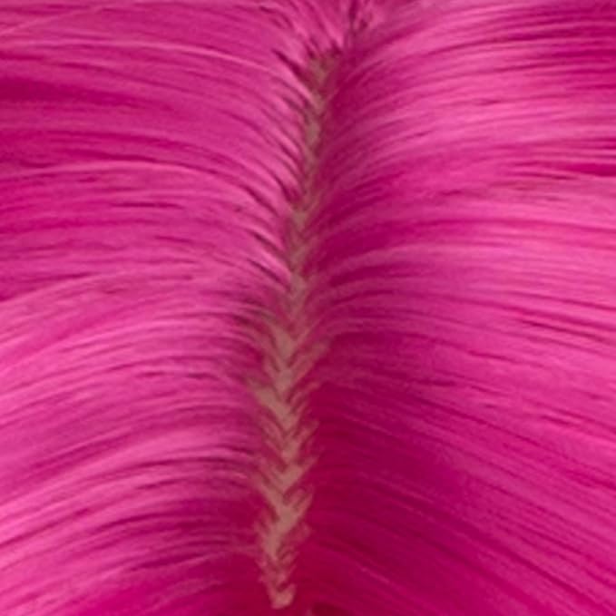 BUFASHION 14" Women Short Hot Pink Kinky Straight Cosplay Synthetic Wigs With Air Bangs 46 Colors Available (Hot Pink)