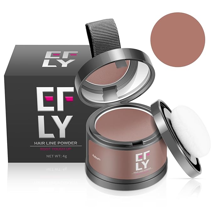 Root Touch Up Hair Shadow Powder for Thinning Hair, Eyebrows, and Beard Line for Women and Men (Auburn)