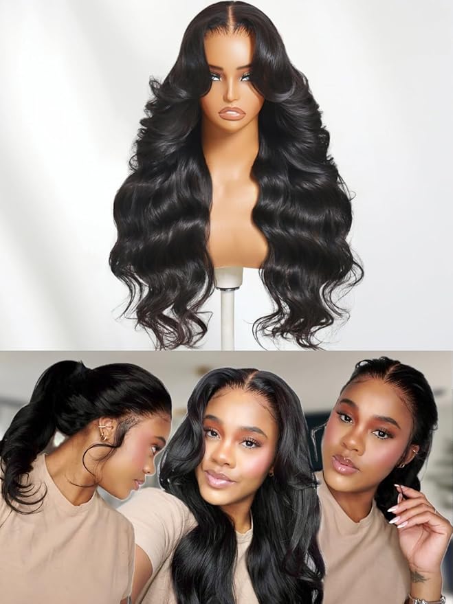 KLAIYI HD Real Scalp Wig 13x4 Lace Frontal Human Hair Wig Loose Body Wave with Face Framing Curtain Bangs Pre Everything Glueless 3S Wear and Go Precut Lace Pre Plucked Pre Bleached 180%Density 26Inch