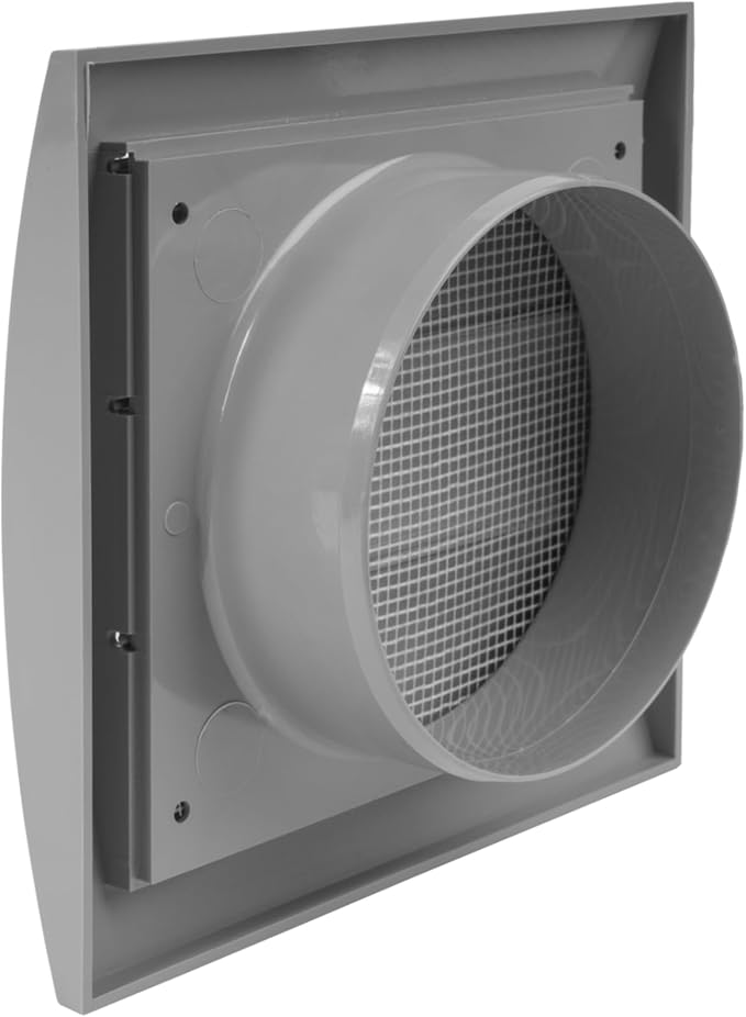 Repa Market 4 Inch Gray Dryer Vent Hood/Duct Cover for Walls or Ducting/ABS Plastic Grille with Flaps & Insect Screen/Exhaust and Dryer Vent Covers for Indoor & Outdoor Use