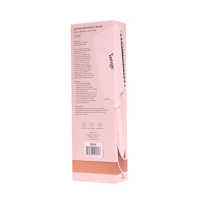 L'ANGE HAIR Detangling Paddle Brush | Nylon & Boar Bristles for Wet or Dry Hair | Built for Thick Hair | Reduces Snagging & Breakage | Tames Flyaways & Frizz for Softer, Shinier Strands (Blush)