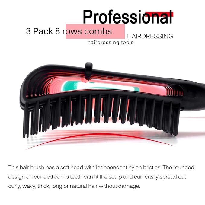 Detangling Brush for Afro American/African Hair Textured 3a to 4c, Kinky Wavy/Curly/Coily/Wet/Dry/Oil/Thick/Long Hair, Women's Knots Detangler Scalp Massage Comb (3 pcs, 3-Pink)