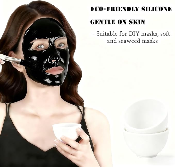 5-Piece Silicone Mixing Bowl Set, 3.3-Inch Microwaveable Silicone Bowls for Facial Masks, Mud Masks, and Other Skin Care Products Facial Bowls for Estheticians. (White)
