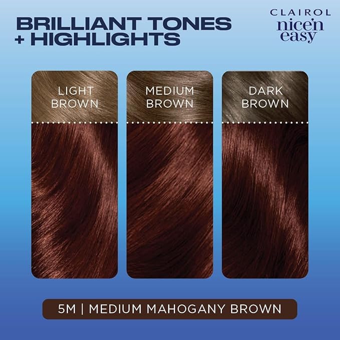 Clairol Nice'n Easy Permanent Hair Dye, 5M Medium Mahogany Brown Hair Color, Pack of 1