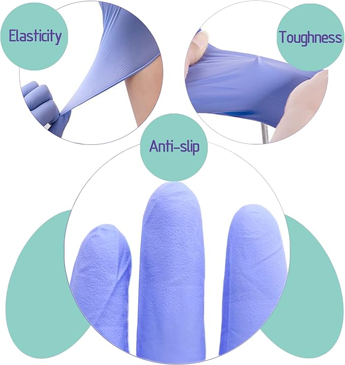 Nitrile Food Safe Disposable Exam Gloves Latex Free Powder Free Non-Sterile Cooking Cleaning 3 Mil