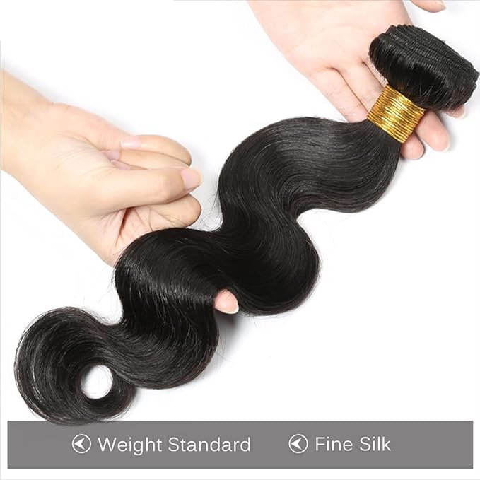 30 Inch Color 1B Human Hair Bundles Natural Color Body Wave Bundles Grade 8A Peruvian Virgin Remy Hair Extensions Double Weft Remy Hair Weave 300g