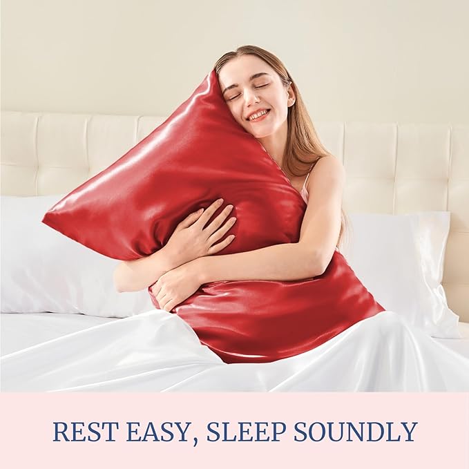 BEDELITE Satin Pillowcase for Hair and Skin, Super Soft Similar to Silk Pillow Cases 4 Pack with Envelope Closure, Cooling Pillowcases for Women Men (20"x40" King Size, Baked Apple)