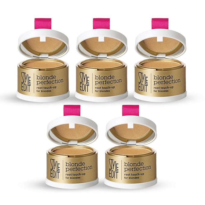 Style Edit Root Touch Up Powder (5 Pack) to Cover Up Dark Roots and Grays Between Salon Visits, Water Resistant, Non-Sticky, Compact And Mess-Free, Dark Blonde Hair Color (Total of 5)