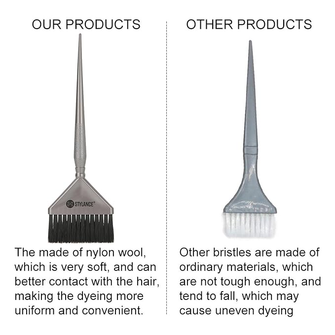 3 Pieces Hair Color Brush Kit, Balayage Tint Brush, Soft Bristles- Hair Dyeing Brushes, for Salon Hairdresser (Silver)