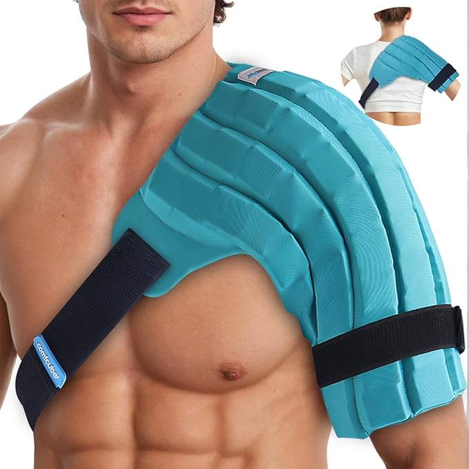 Shoulder Ice Pack Wrap for Injuries, 2 Hours Long Lasting Rotator Cuff Cold Therapy Flexible Shoulder Ice Pack for Pain Relief, FSA Eligible, Cold Pack for Tendinitis, Surgery, Swelling