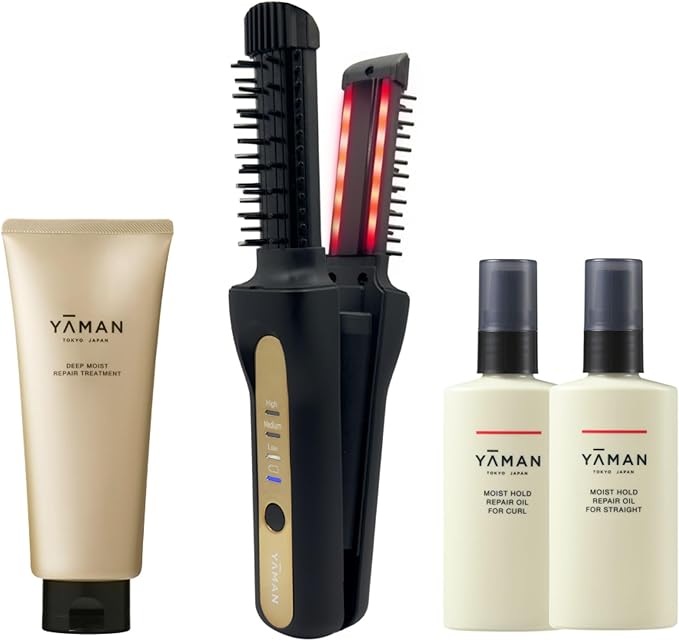 YA-MAN Spa Styler Kit: Hair Goals — Volume & Lift | Cordless Heated Brush + Moisture Repair Oil Set | J-Beauty Hair Kit for Shine, Smoothness & Lift