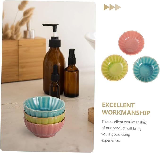 3Pcs Ceramic Essential Oil Bowls 2.83 Inch Spa Mixing Dishes for Aromatherapy Facial Mask and Hair Color Treatments Smooth Finish Salon Color Bowls