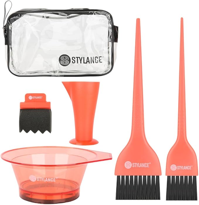5 Pieces Hair Dye Coloring Kit- Hair Tinting Bowl, Hair Dye Brush, Measuring Cup, For Salon Use & Home DIY Dyeing Tools (Orange)