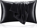 BEDELITE Satin Pillowcase for Hair and Skin, Super Soft and Cooling Similar to Silk Pillow Cases 2 Pack with Envelope Closure, Gift for Women Men(20"x40" King Size, Black)