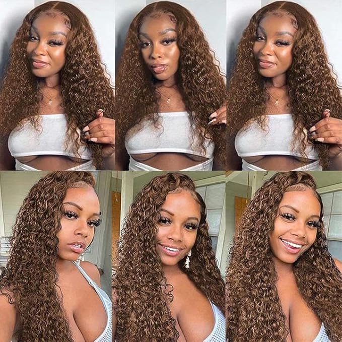Color 4 Water Wave Bundles Brown Human Hair Bundle Niegmeag Peruvian Virgin Soft and Sikly Remy Hair 3 Bundles 22 24 26 Inch Number 4 Color h