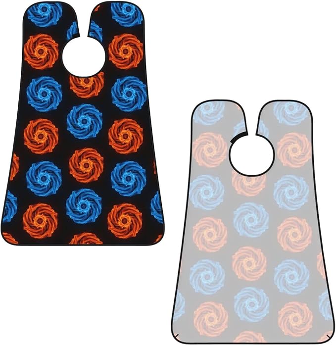 Beard Bib with 3 Suction Cups, Non-Stick Waterproof Hair Catcher Apron, Men's Shaving Essential for Grooming, Ice Water Blue Fire Flame Shave Bib