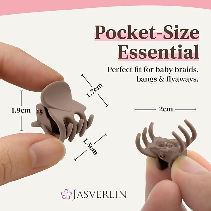 50Pcs Matte Mini Hair Claw Clips, Small Cute Tiny Clips for Thin Short Curly Hair Women Girls Toddlers, Braids & Buns Accessories (Neutral Colors)