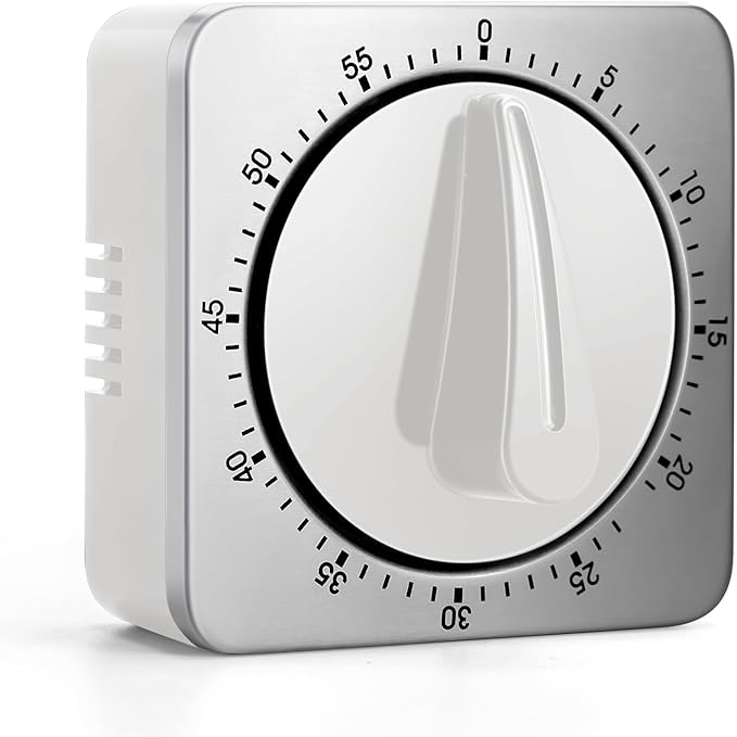 Kitchen Timers for Cooking, Chef Cooking Timer Clock with Loud Alarm,100% Mechanical Desk Timer - No Batteries Required - Magnetic Backing, Exquisite Stainless Steel Body - Countdown Reminder Magnetic