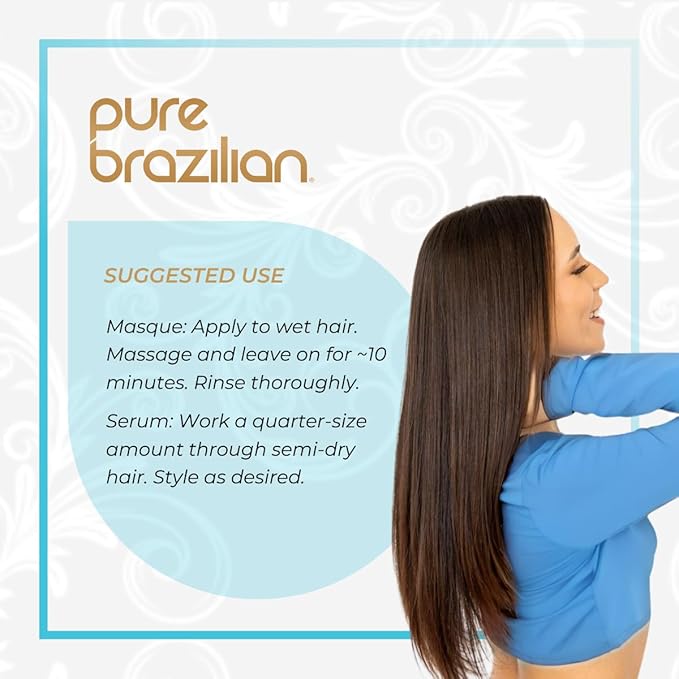 Pure Brazilian 4-Piece Essential Travel Size Kit: Anti-Frizz Shampoo, Conditioner, Serum & Masque