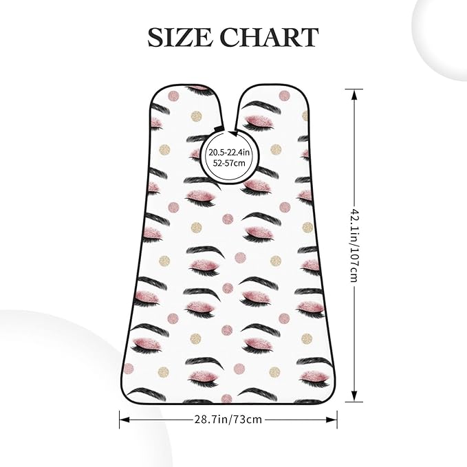 Beard Trimming Catcher Apron, Waterproof Non-Stick Grooming Bib for Shaving, Ideal for Men Dad Father’s Day, Closed Eyes Lashes Rose Gold Black Eyelash White Shave Bib