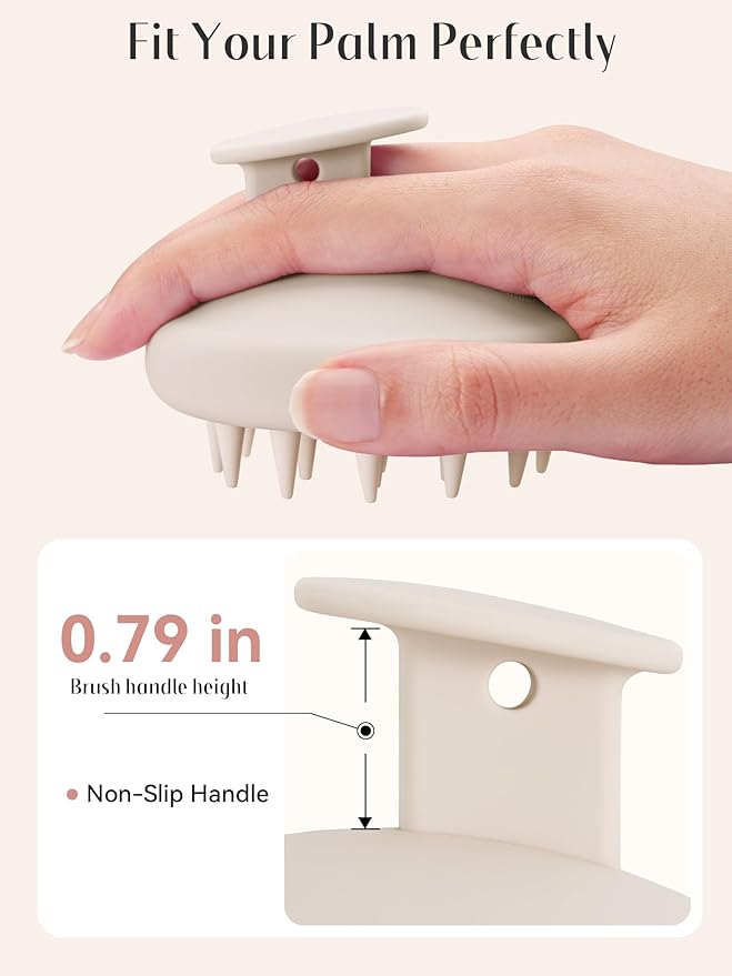 HEETA Scalp Massager Hair Growth, Scalp Scrubber with Soft Bristles, Integrated Silicone Design, Scalp Exfoliator for Dandruff Removal & Relax Scalp, Shampoo Brush Fit Wet Dry Hair Use, Oatmeal